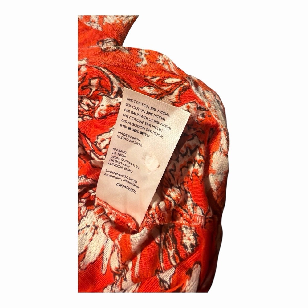 Free People Say The Word Floral Print Ruby Red Ruched Top Long Sleeve Blouse M - Picture 8 of 12